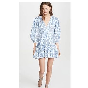 ALEXIS Idony Cotton Printed Mini Dress In Blue-med. XS